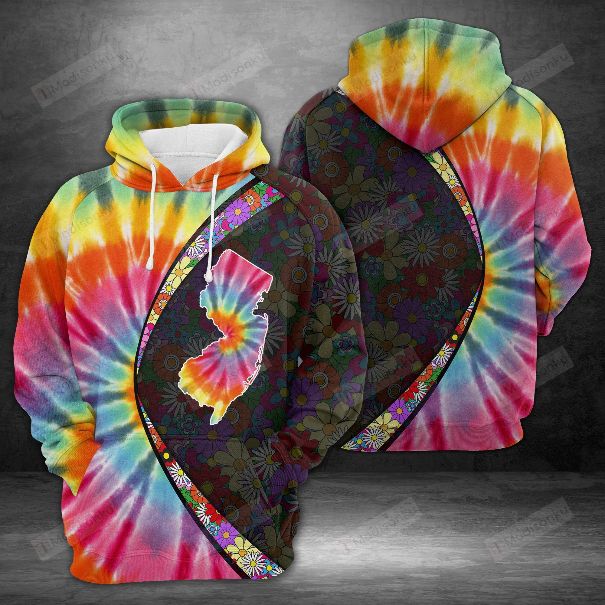 New Jersey Tie Dye 3D All Over Print Hoodie, Zip-up Hoodie