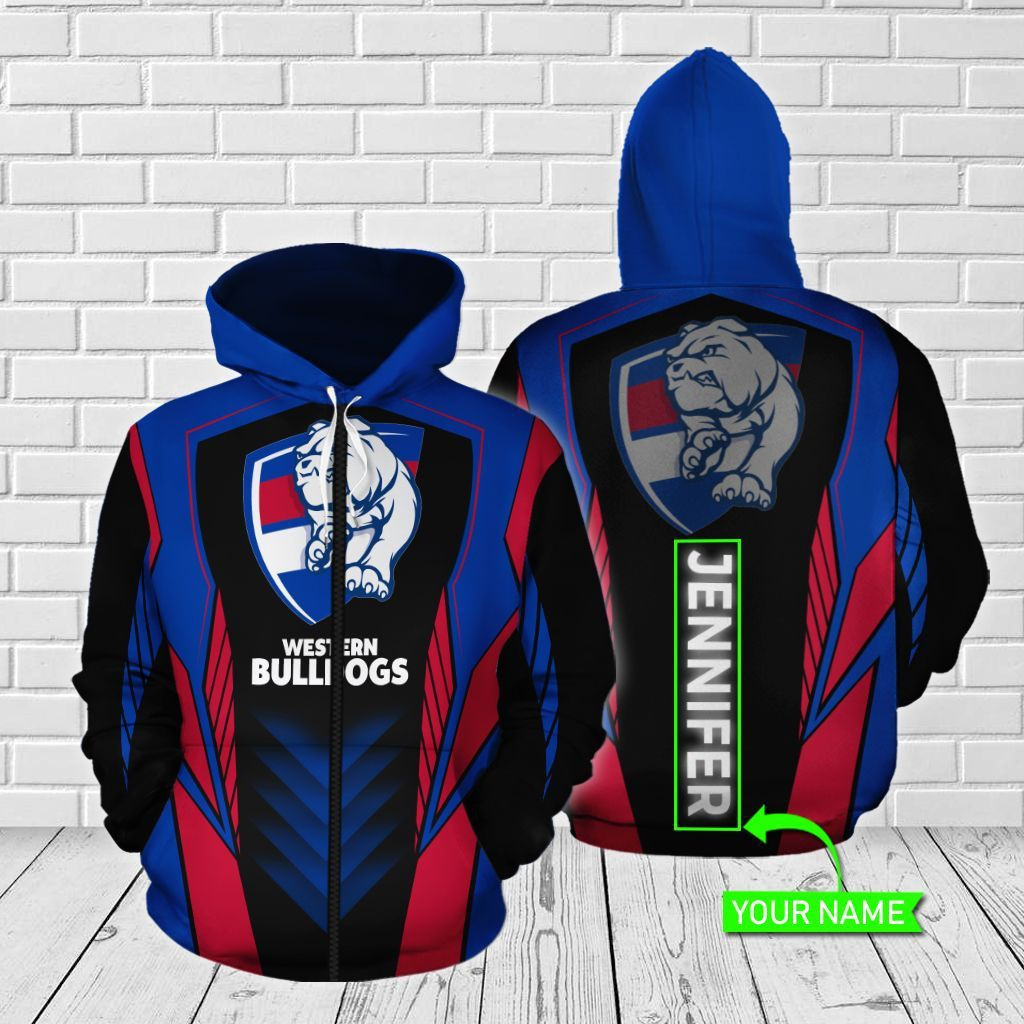 Personalized AFL 3D Hoodie Western Bulldogs Custom Name 3D All Over Printed Hoodie