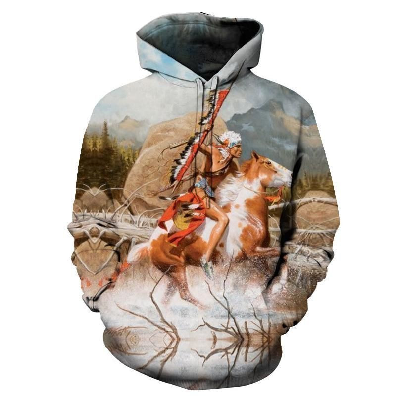 The Chief Riding Horse Native American Hoodie BT16