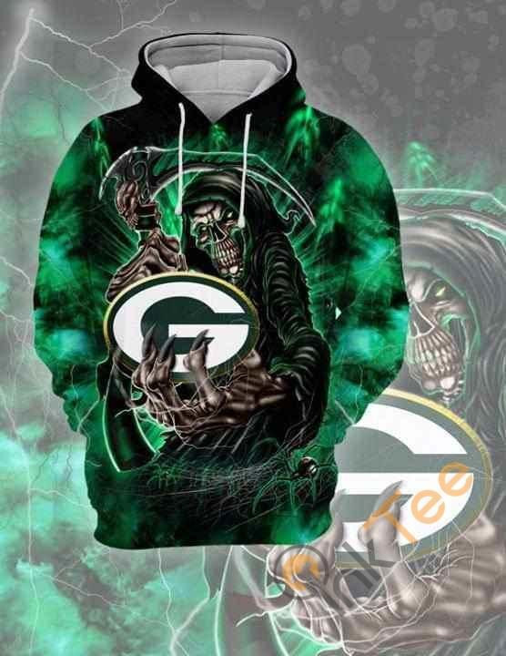 Green Bay Packers Skull Hoodie 3D Size S to 5XL