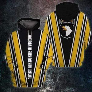 101 Airborne Black Yellow 3D All Over Print Hoodie, Zip-up Hoodie