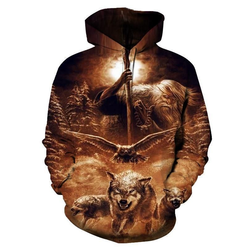 Thunderbird Wolf Native American Hoodie BT15