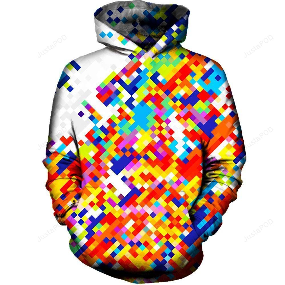 Slanted Pixels 3D All Over Printed Hoodie, Zip- Up Hoodie