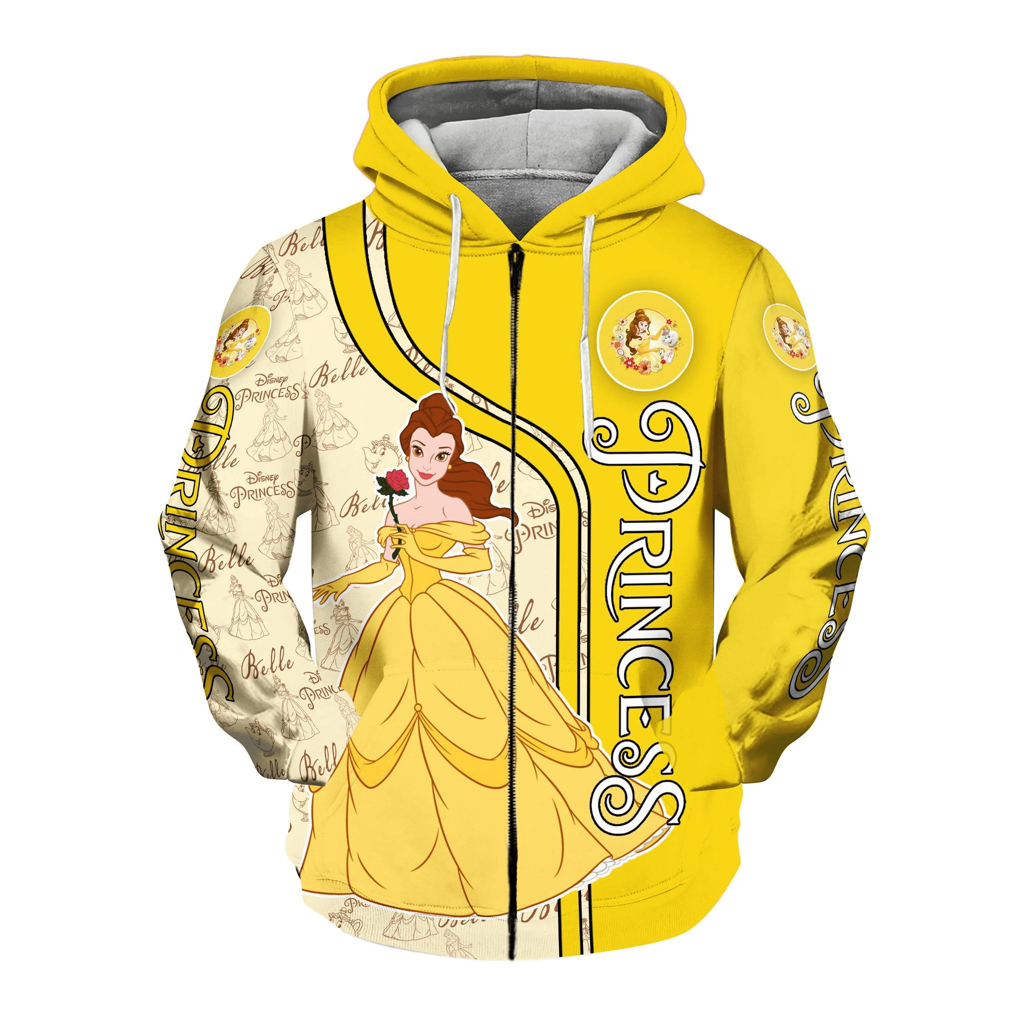 Cartoon Disney Beauty And The Beast Belle Princess Hoodie Unisex Men Women 3D All Over Print Hoodie