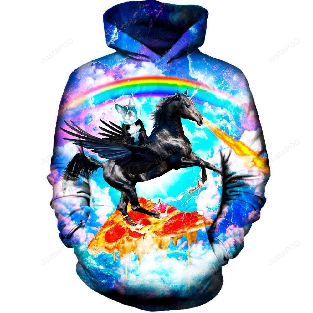 Puppy Riding Pegasus 3D All Over Printed Hoodie, Zip- Up Hoodie