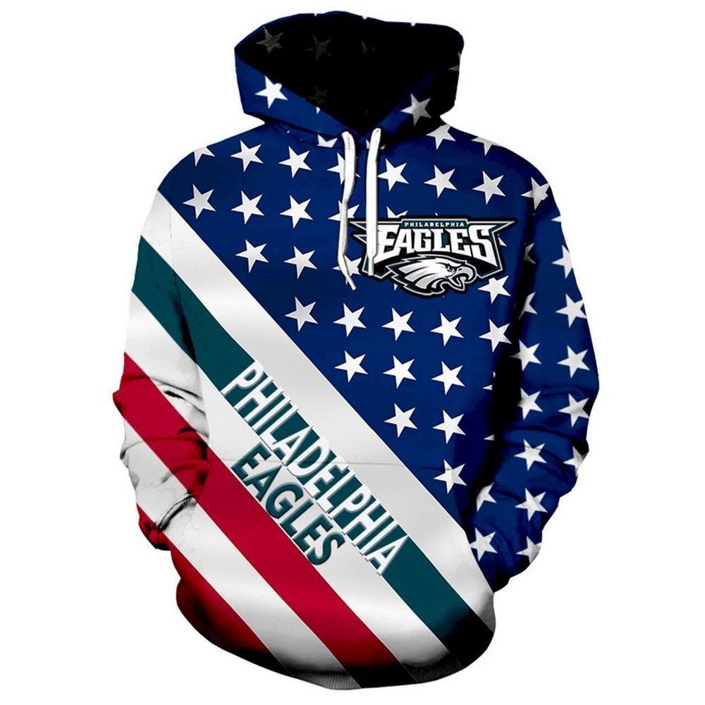 NFL Philadelphia Eagles Patriotic Stars And Stripes 3D Hoodie