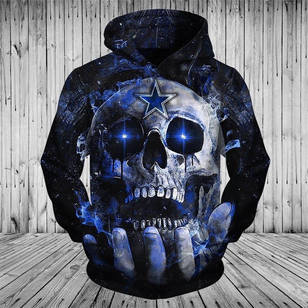 NFL Dallas Cowboys Neon Skull Men And Women 3D Full Printing Hoodie