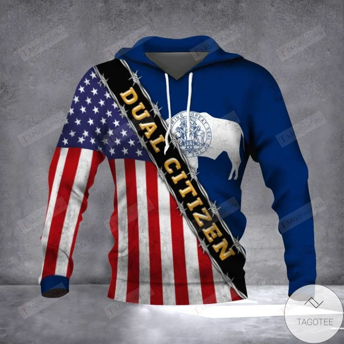 Where To Buy Wyoming Dual Citizen American Wyoming State Flag 3D All Over Print Hoodie, Zip-up Hoodie