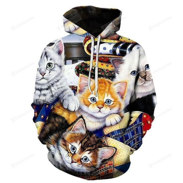 Black White Cats  3D All Over Print Hoodie, Zip-up Hoodie