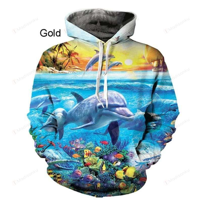 Dolphin In The Ocean For Unisex 3D All Over Print Hoodie, Zip-up Hoodie