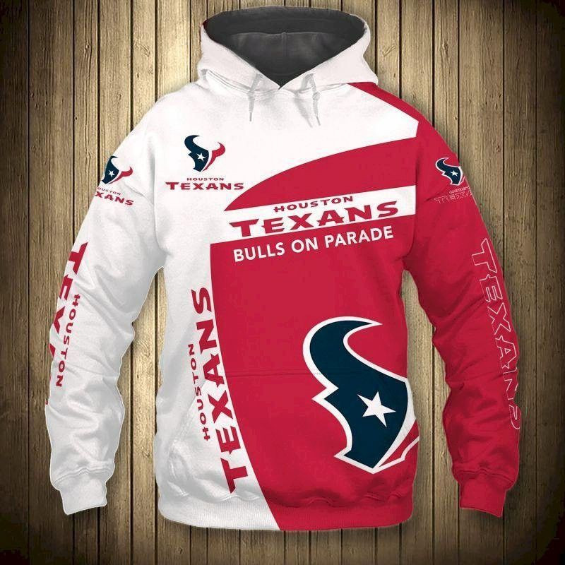 Houston Texans Pullover Hoodie 3D Bulls On Parade Custom