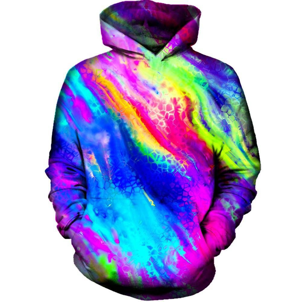 Colored Cracks 3D All Over Printed Hoodie, Zip- Up Hoodie