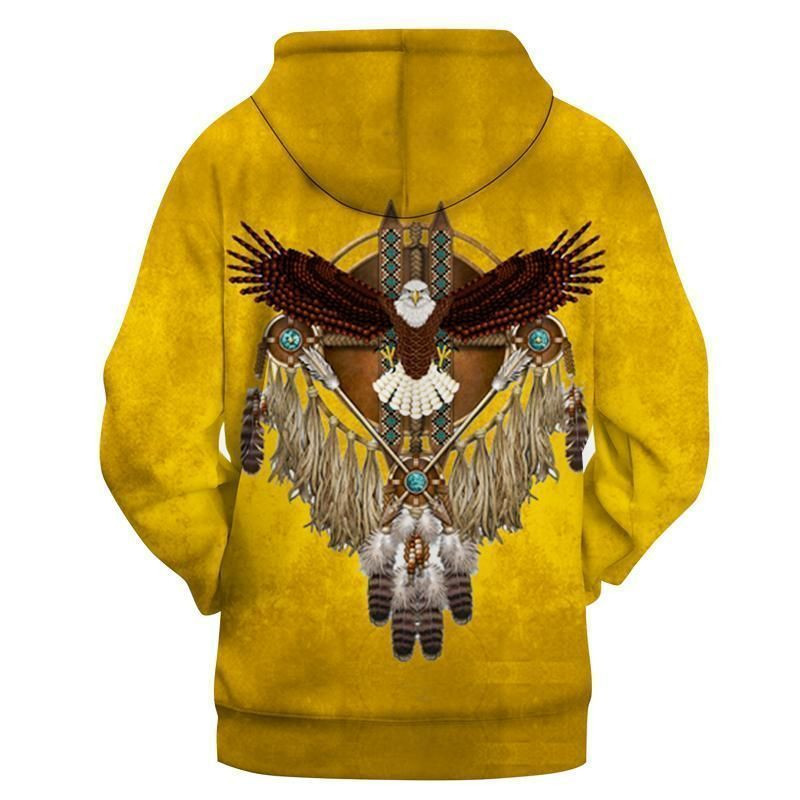 Eagle Dreamcatcher Yellow Native American Pullover Hoodie BT10