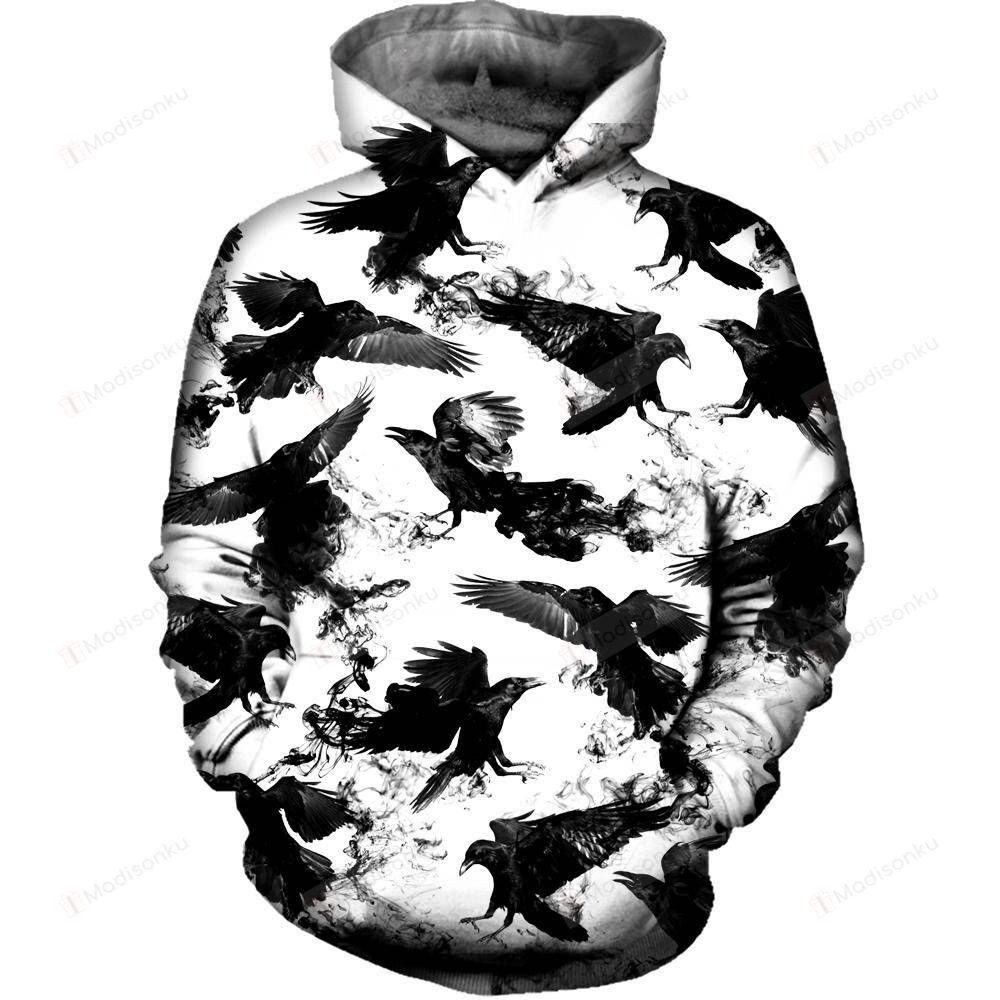 Crows 3D All Over Printed Hoodie, Zip- Up Hoodie