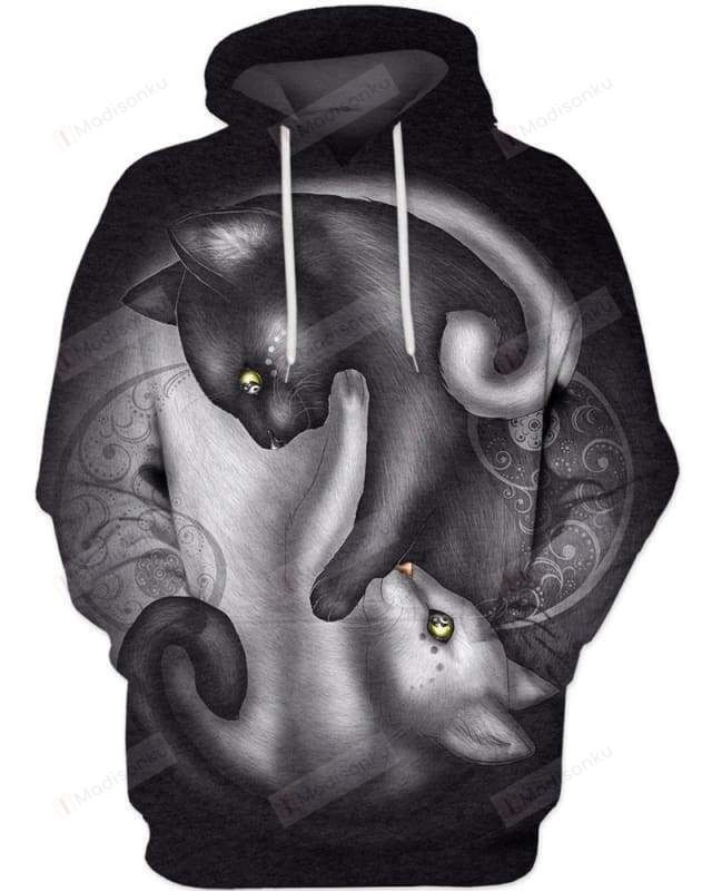 Yin Yang Cats 3D All Over Print Hoodie, Zip-up Hoodie