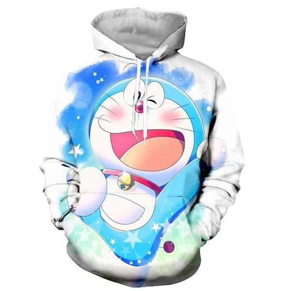 Doraemon Funny Fashion Hoodie- 3D Printed Long Sleeves Pullover 3D All Over Print Hoodie, Zip-up Hoodie