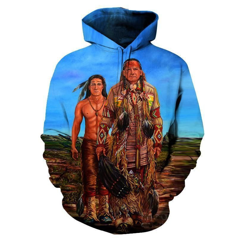 Chieft Blue Native American Hoodie BT08