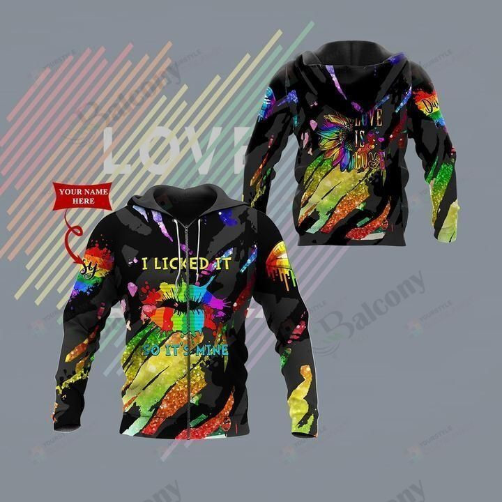 Personalized LGBT Flower I Licked It So Its Mine Custom Name 3D All Over Print Hoodie, Zip-up Hoodie