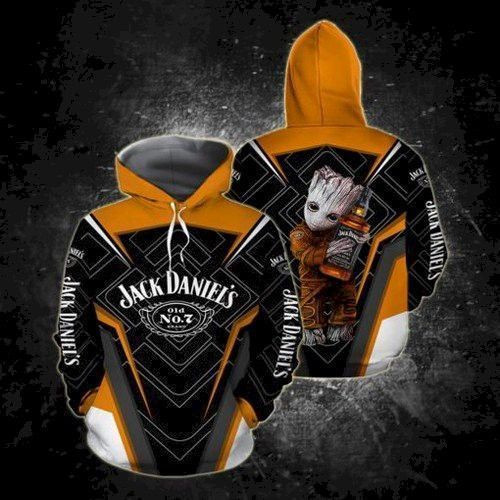 Groot Hug Jack Daniels Tennessee 3D Hoodie Sweatshirt Zip