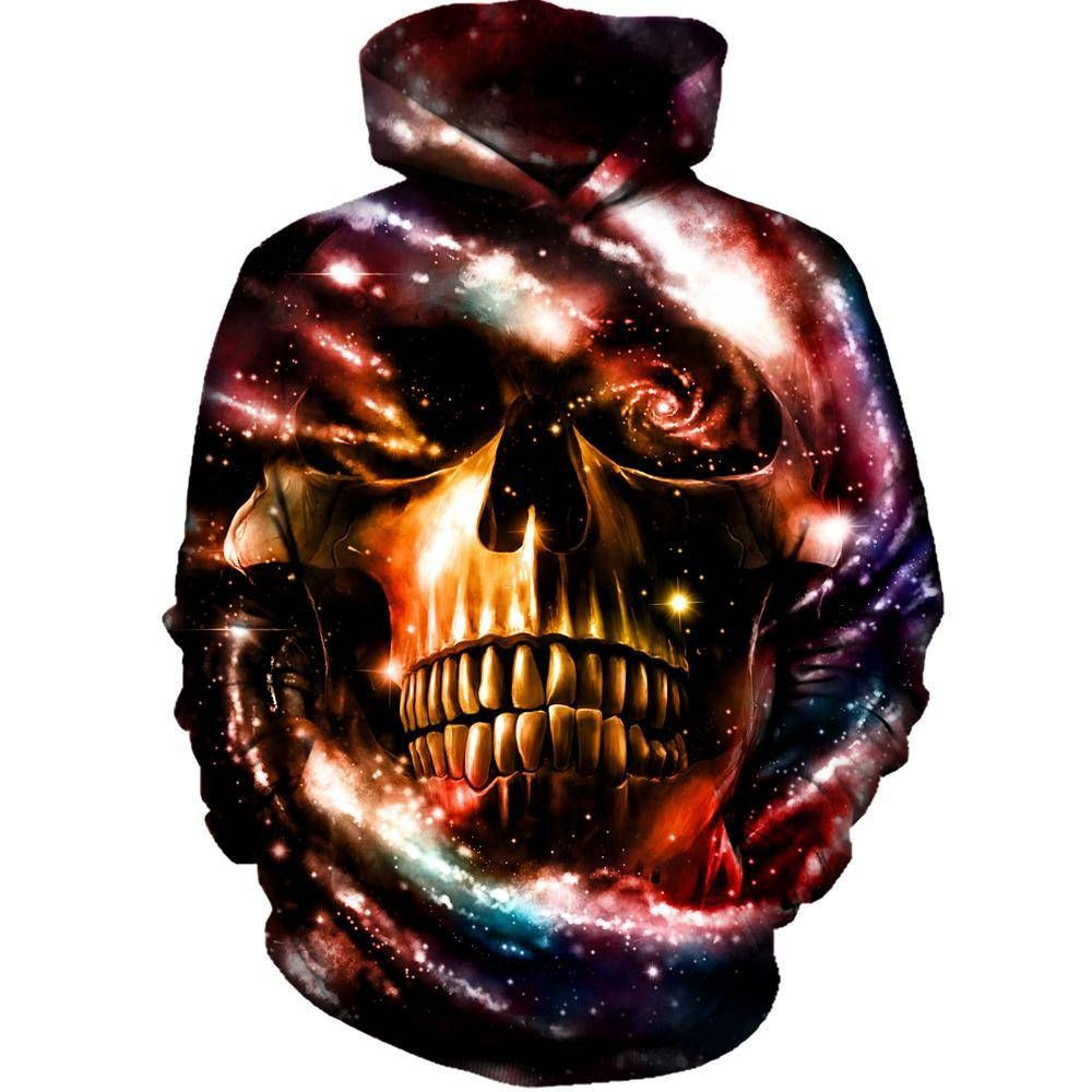 Space Skull 3D All Over Printed Hoodie, Zip- Up Hoodie