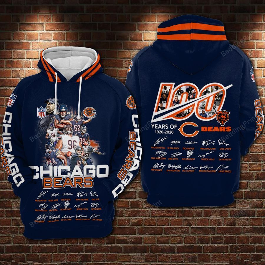 Chicago Bears Nfl Football Anniversary 3d Hoodie