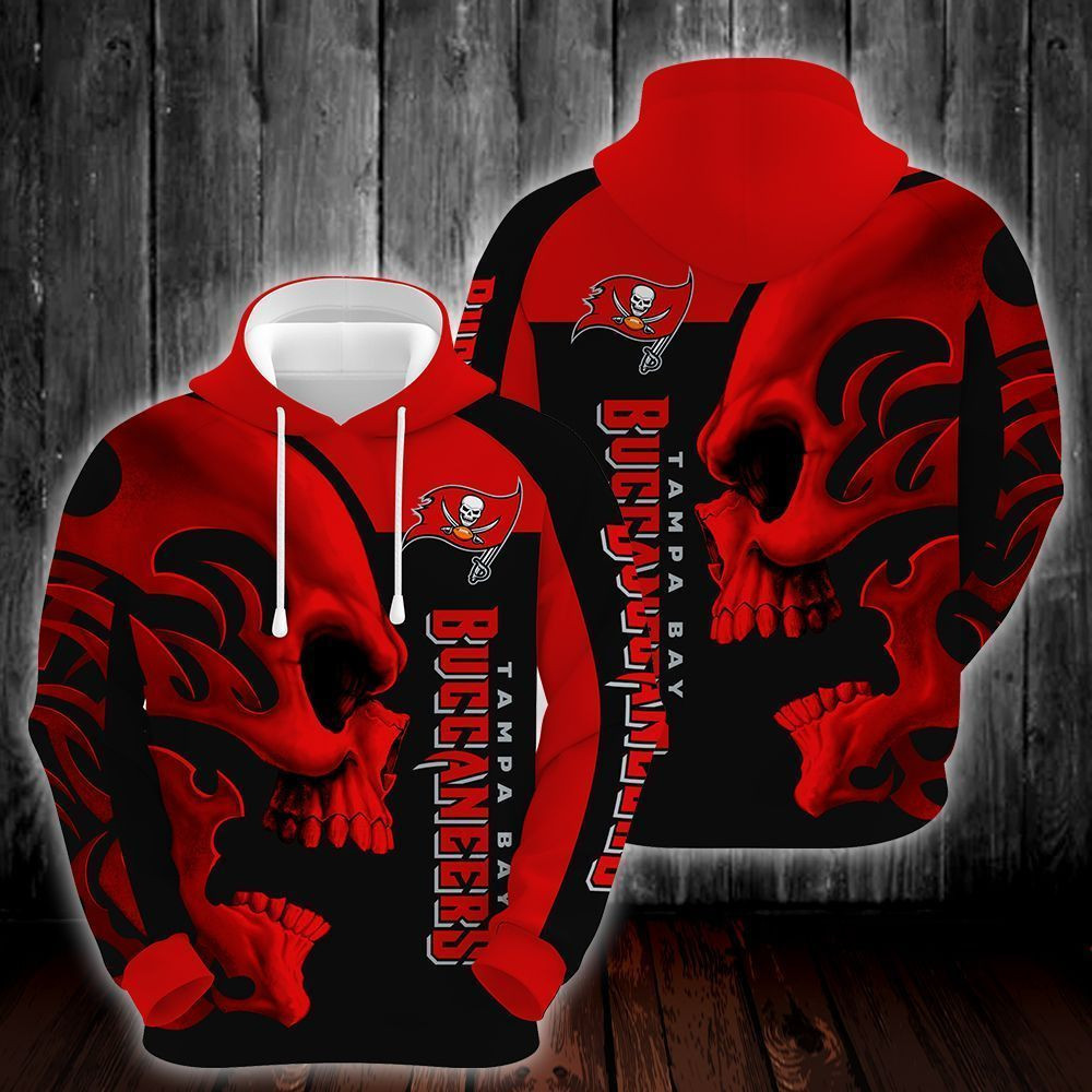 NFL Tampa Bay Buccaneers Skull Hoodie, Zip Hoodie, Tshirt Design 3D Full Printed