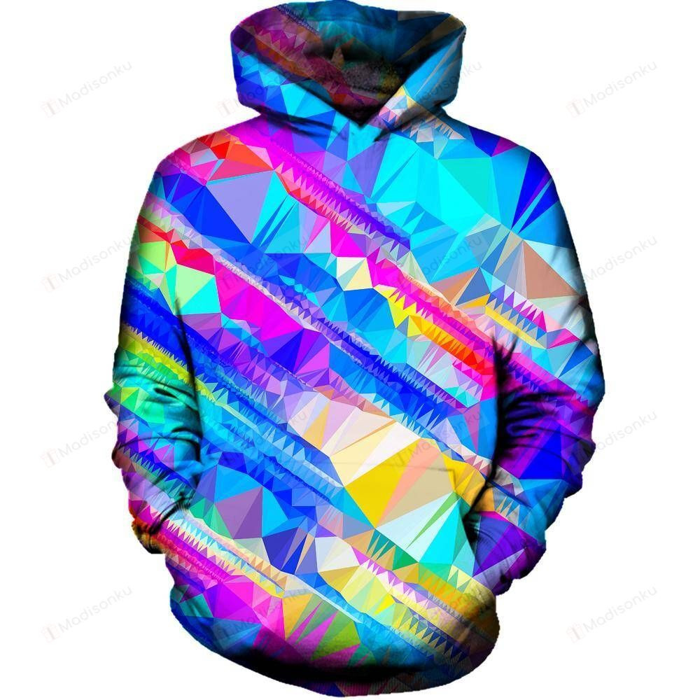 Bright Shapes 3D All Over Printed Hoodie, Zip- Up Hoodie