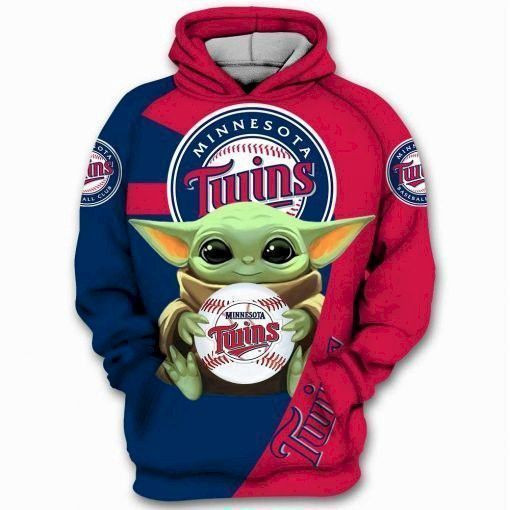 Minnesota Twins Baseball Baby Yoda Star Wars 3D Hoodie Sweatshirt