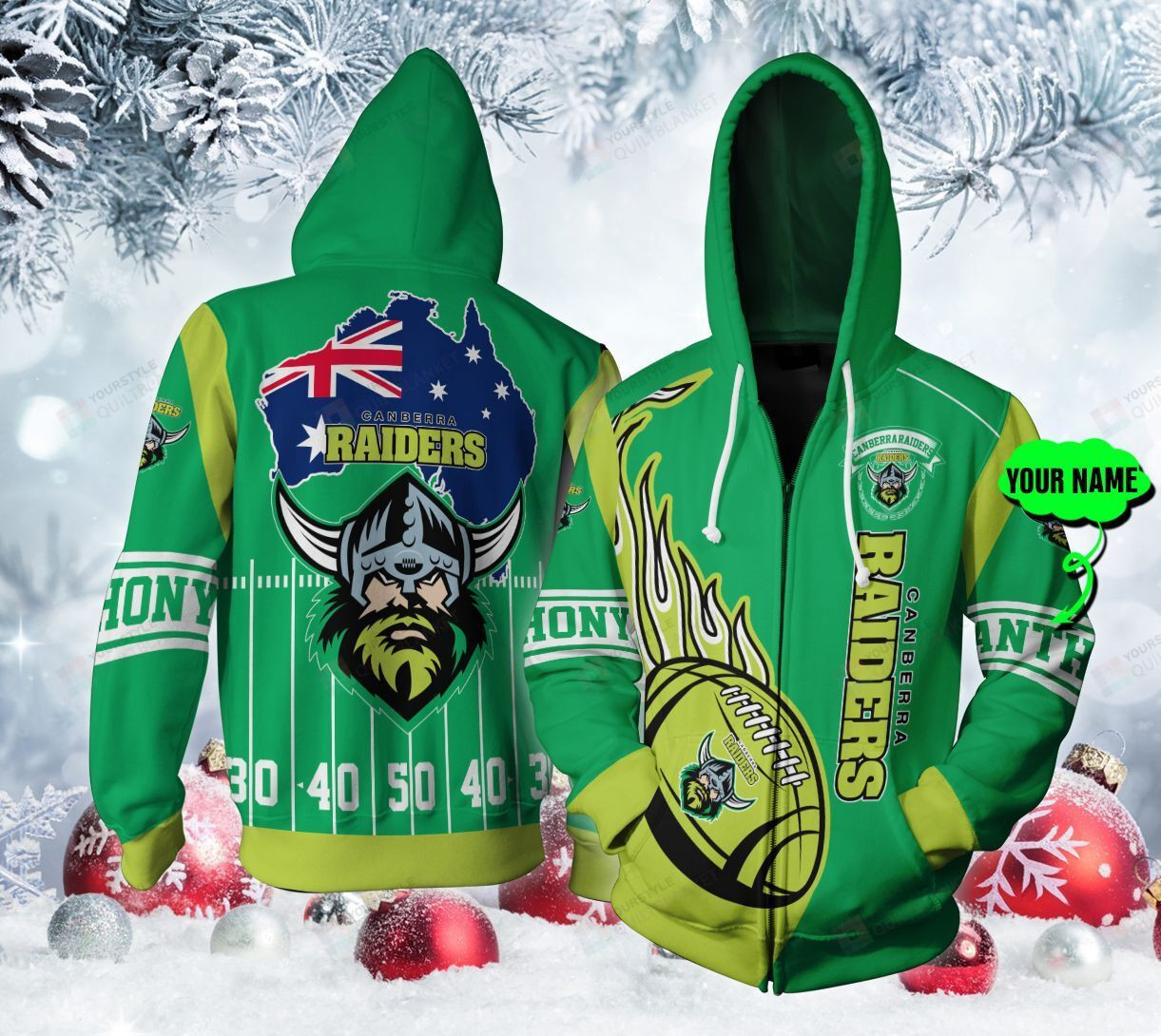 Personalized Yn 3d Hoodie Canberra Raiders Custom Name 3d All Over Printed Hoodie