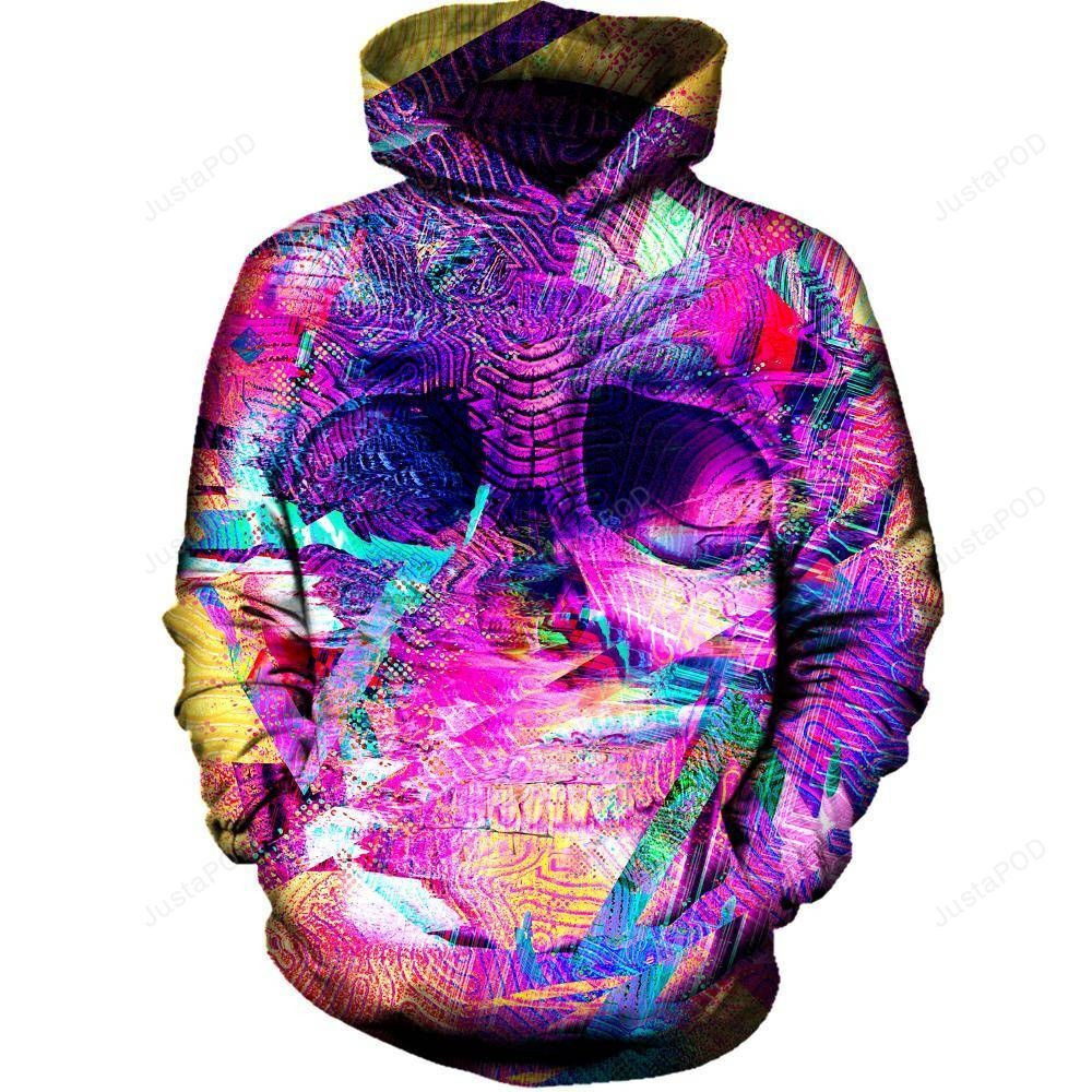 Glitch Skull 3D All Over Printed Hoodie, Zip- Up Hoodie