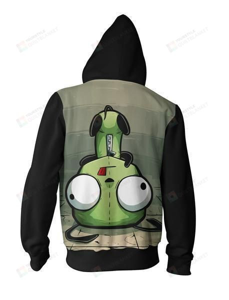 Invader Zim Fall Down Hoodie - Zim Invader Zip Up Jacket 3D All Over Printed Hoodie, Zip-Up Hoodie