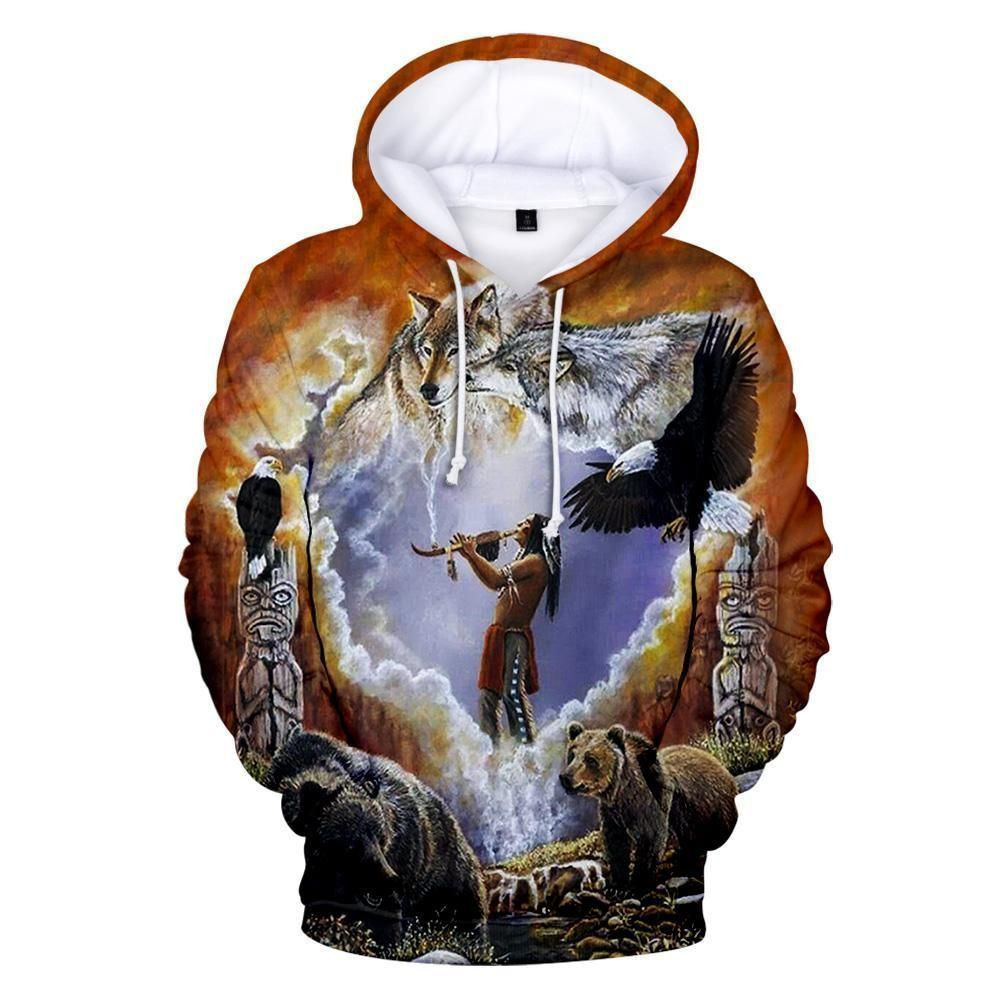 Calling The Totems Native American Art Pullover Hoodie BT08