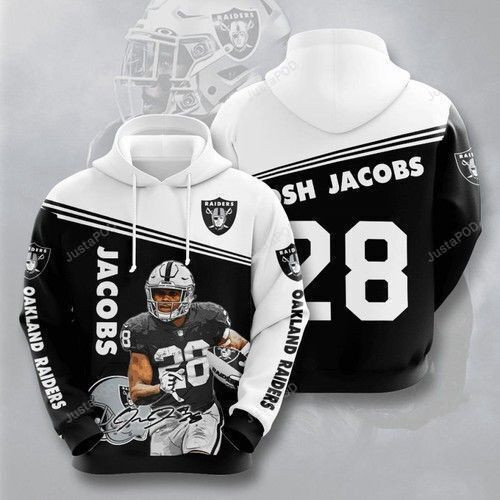 Josh Jacobs Oakland Raiders NFL 3D All Over Print Hoodie, Zip-up Hoodie