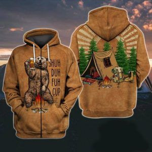 Camping Bear 3D All Over Print Hoodie, Zip-up Hoodie