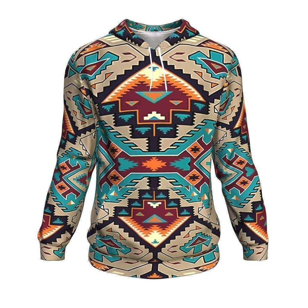 Native American Tribal Ethnic Pattern Blue Hoodie BT16