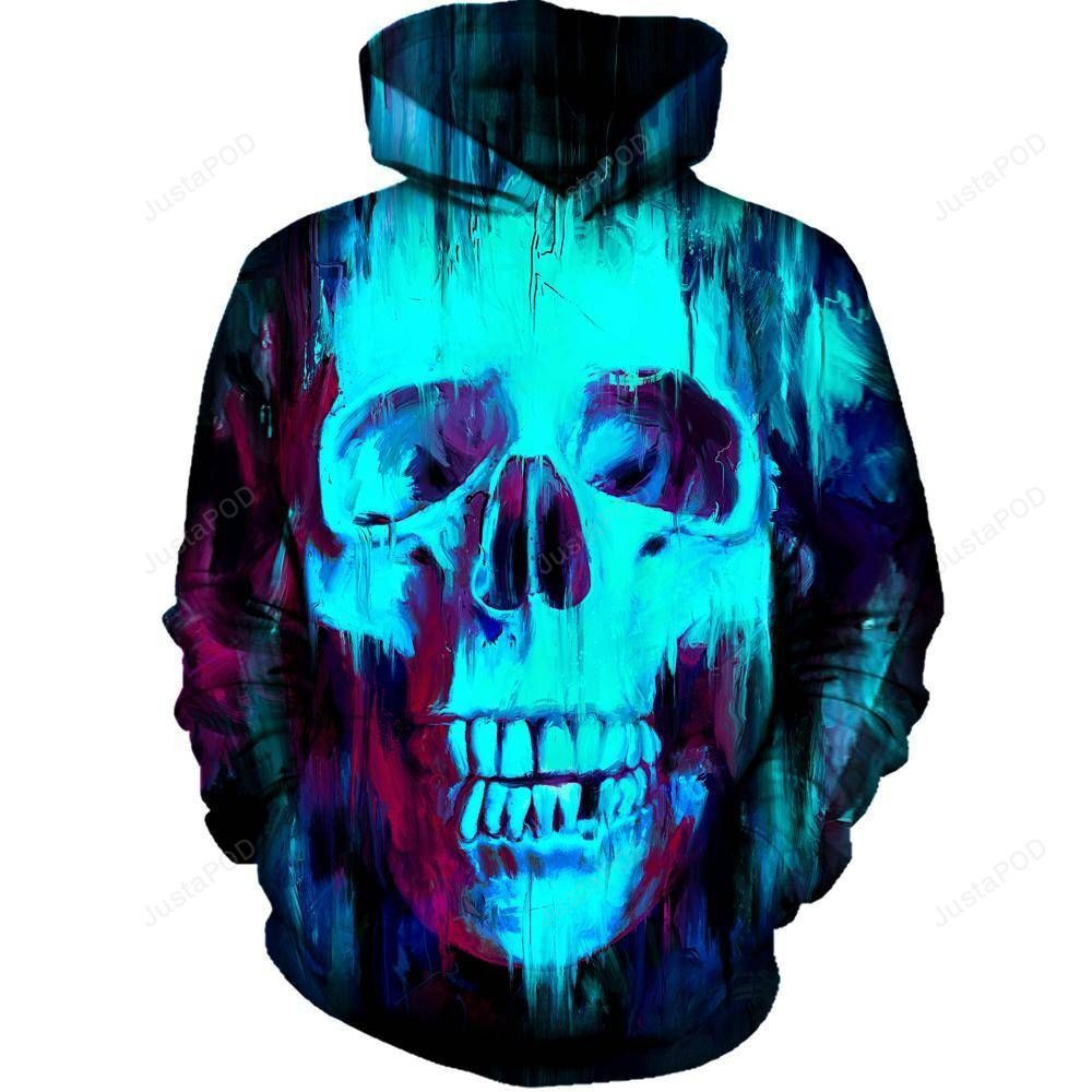 Painted Skull 3D All Over Printed Hoodie, Zip- Up Hoodie