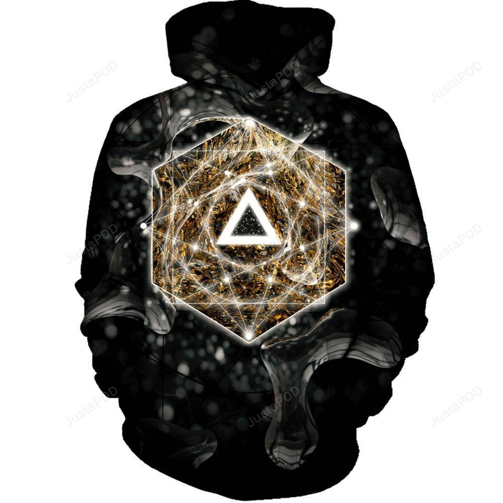 Dark Geometry 3D All Over Printed Hoodie, Zip- Up Hoodie