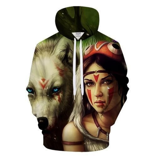 Princess With Wolf Native American Hoodie BT11