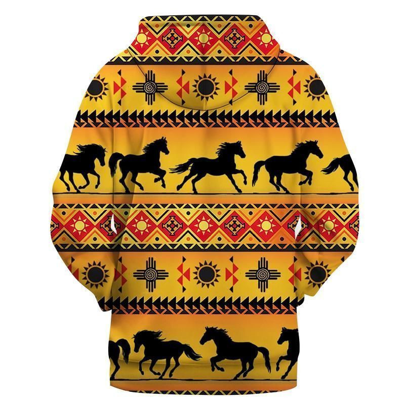 Running Yellow Horse Native American Hoodie BT11