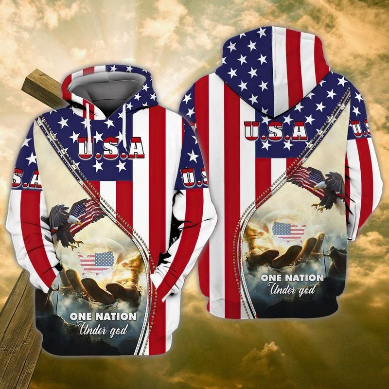 One Nation Under God Eagle 3D All Over Print Hoodie, Zip-up Hoodie