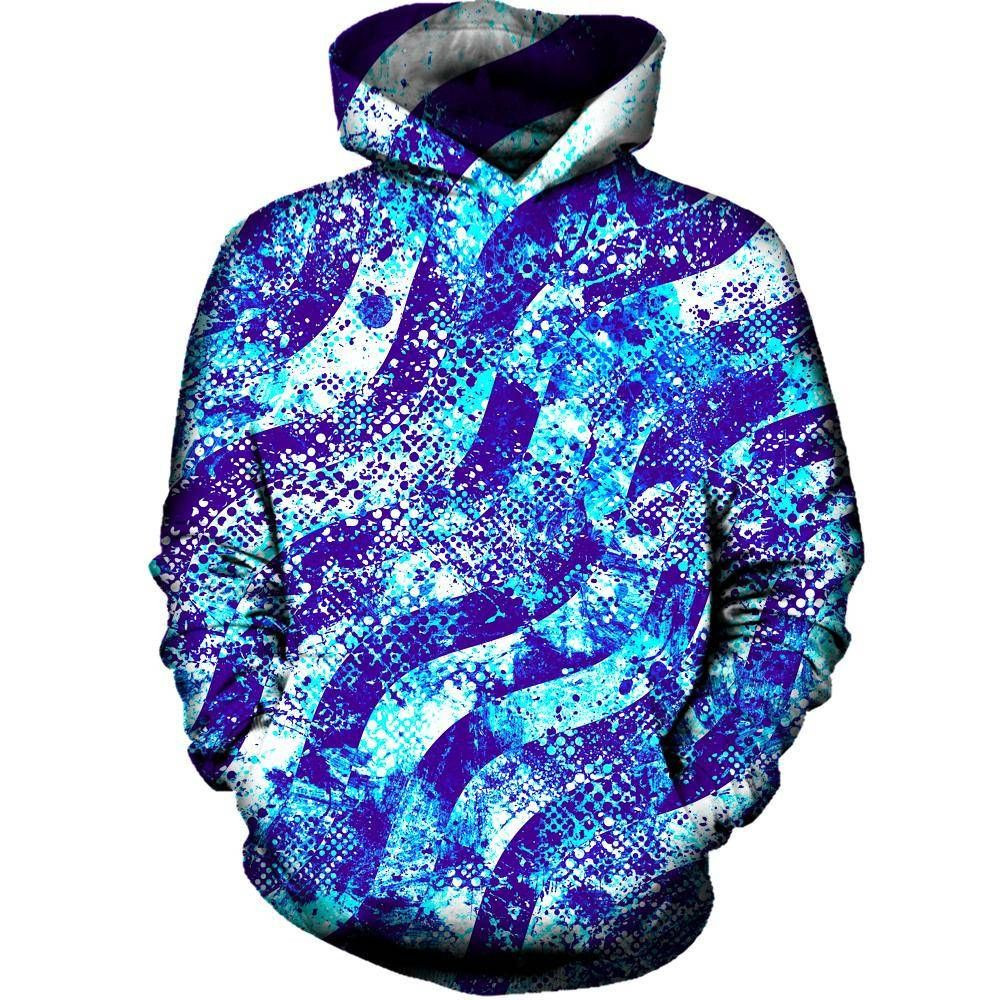 Abstract Blue Waves 3D All Over Printed Hoodie, Zip- Up Hoodie