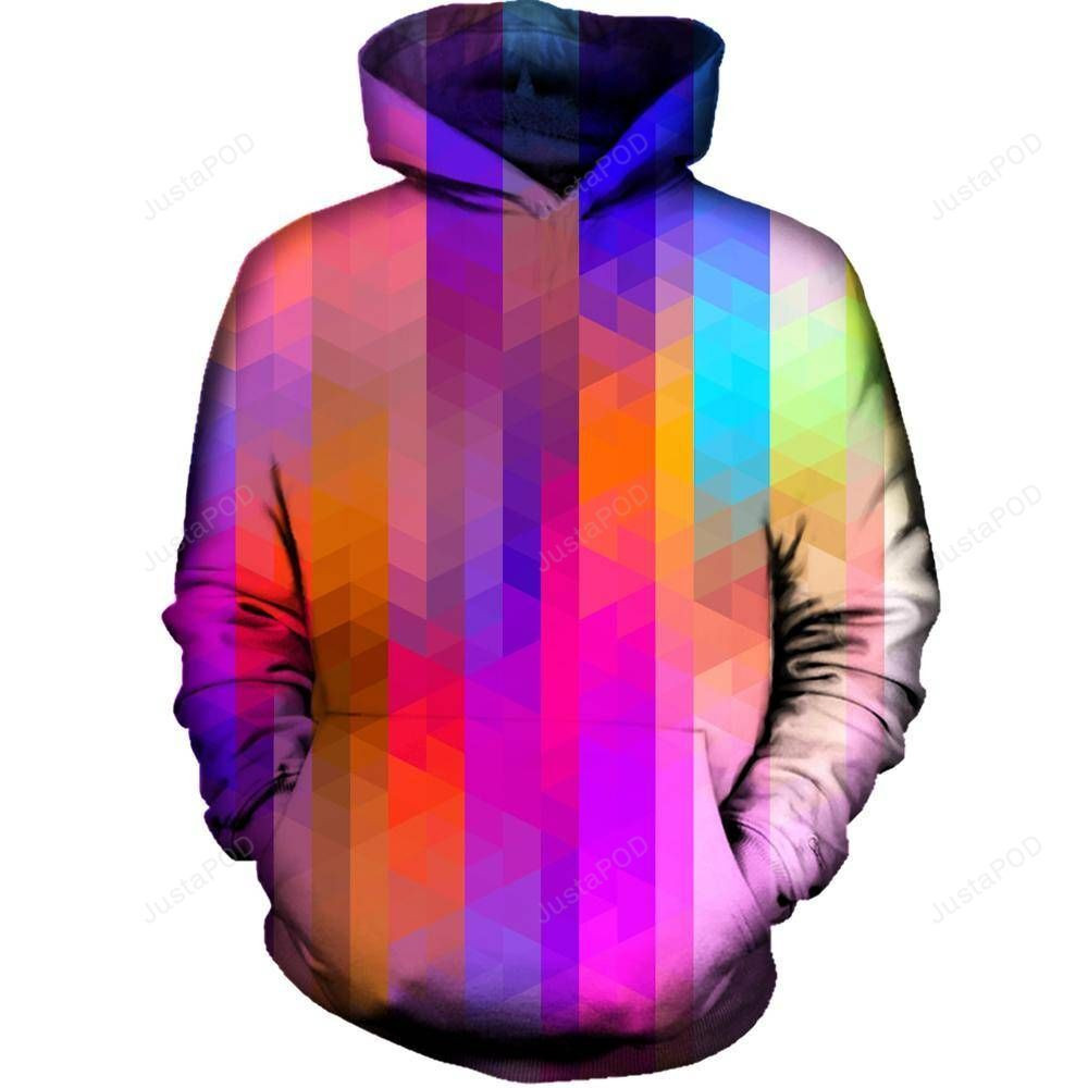 Triangle Pixels 3D All Over Printed Hoodie, Zip- Up Hoodie