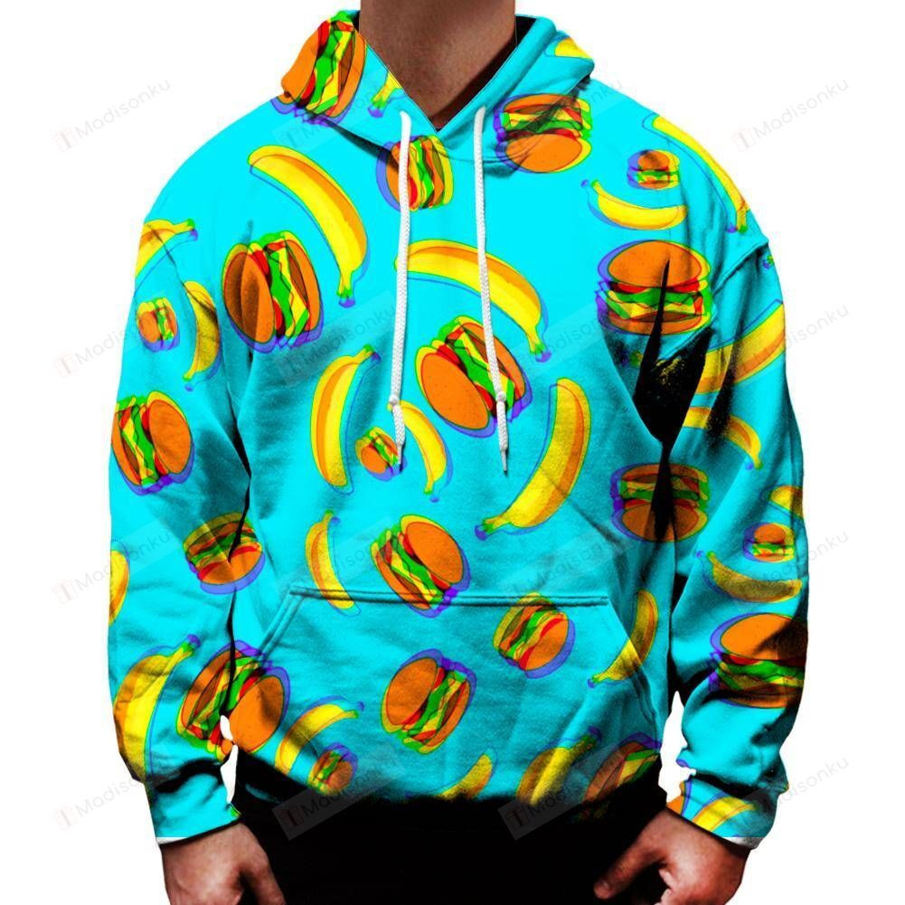 Bananas And Burgers For Unisex 3D All Over Print Hoodie, Zip-up Hoodie