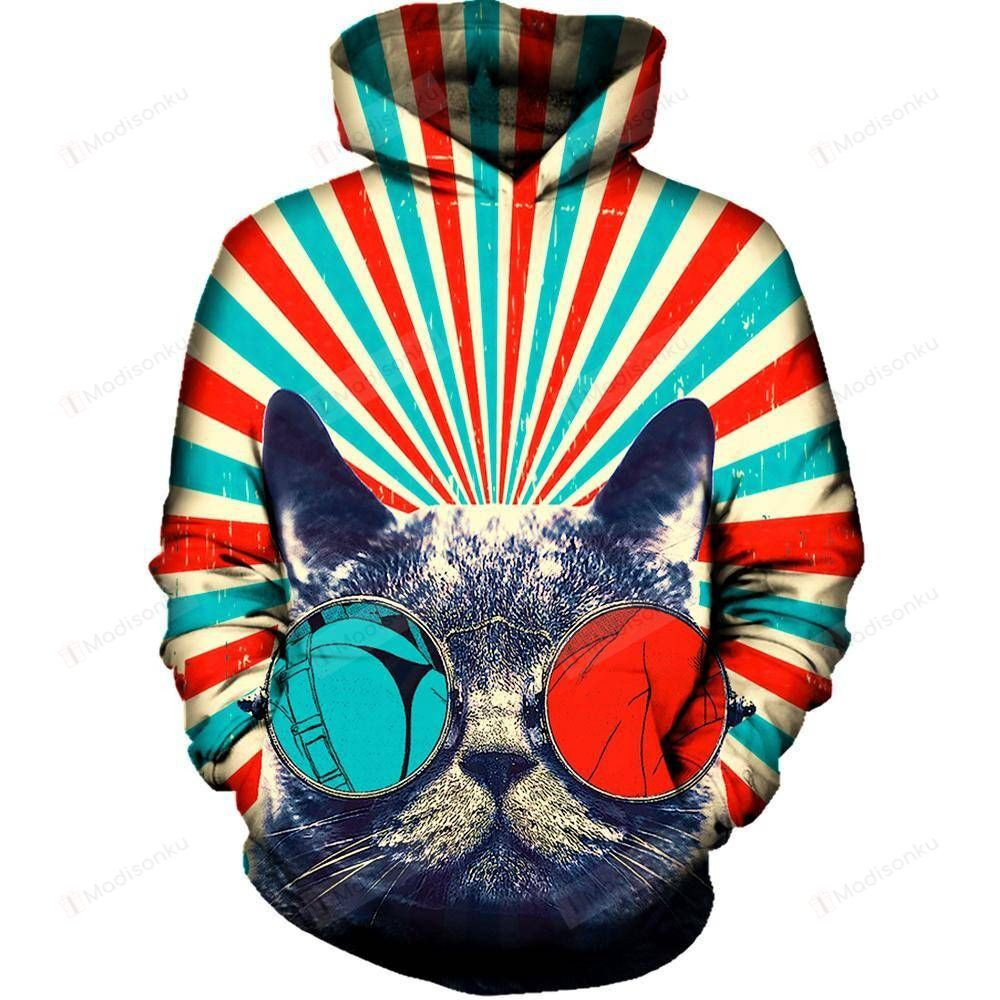 3D Cat 3D All Over Printed Hoodie, Zip- Up Hoodie