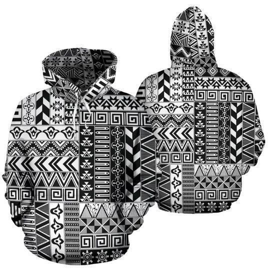 Native American Black And White Hoodie BT02