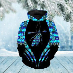 Pattern Feather Native American 3D All Over Print Hoodie, Zip-up Hoodie