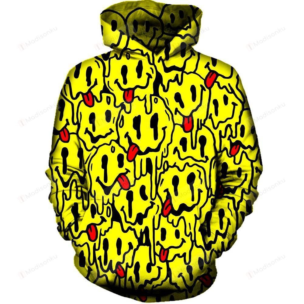 Trippy Emoji 3D All Over Printed Hoodie, Zip- Up Hoodie