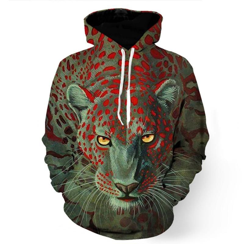 Brave Leopard In Green 3D All Over Print Hoodie, Zip-up Hoodie