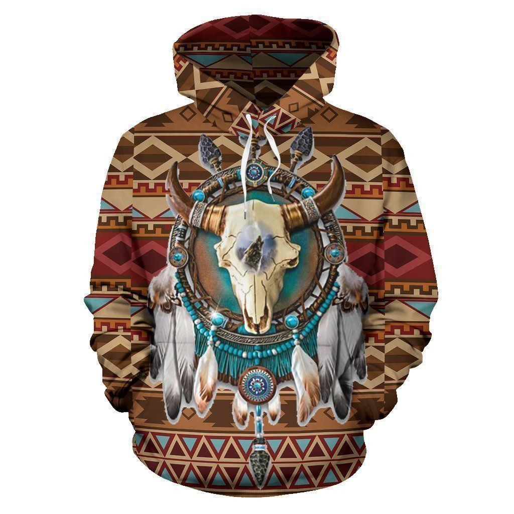 Bison Arrow Brown Native Hoodie BT09