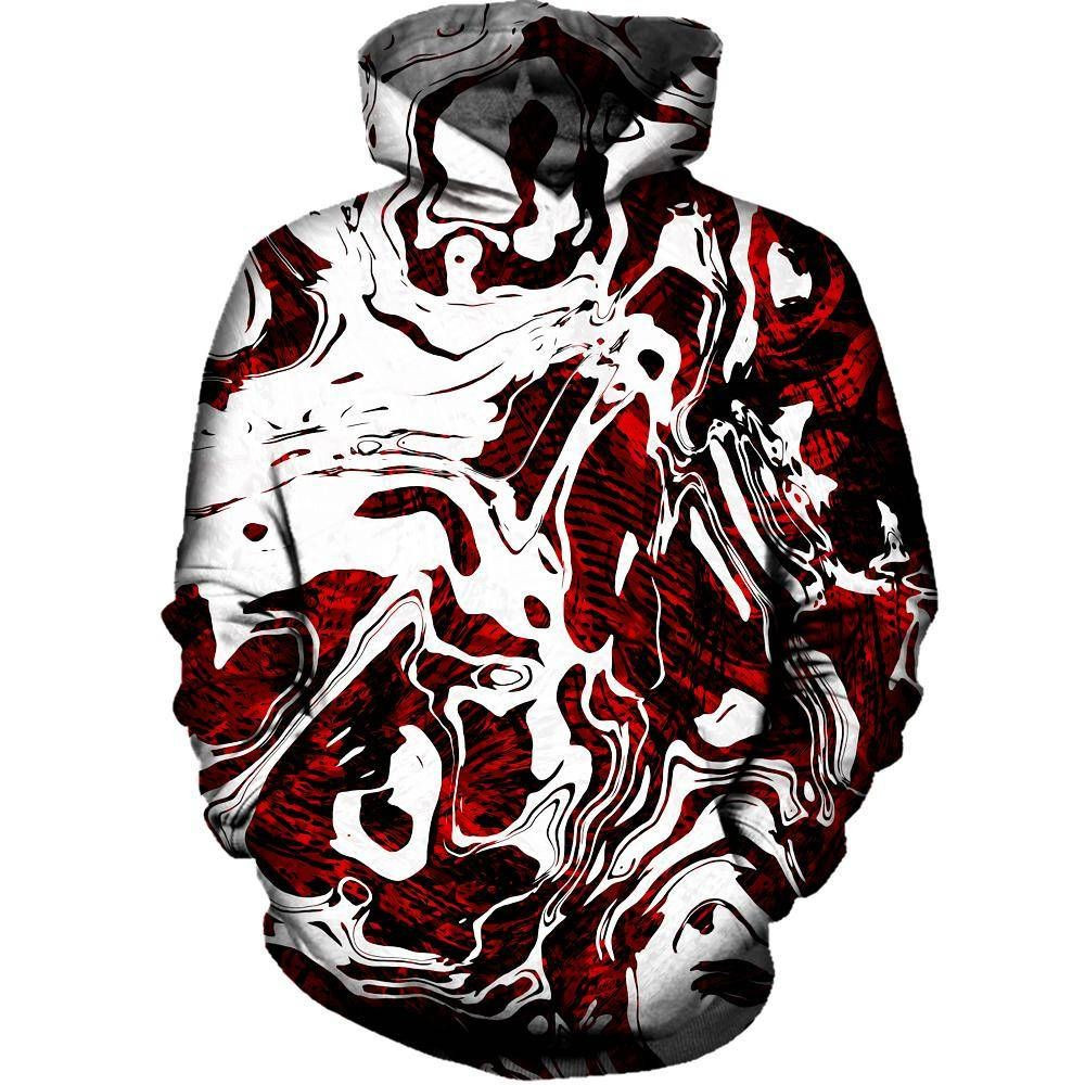 Red Flow 3D All Over Printed Hoodie, Zip- Up Hoodie